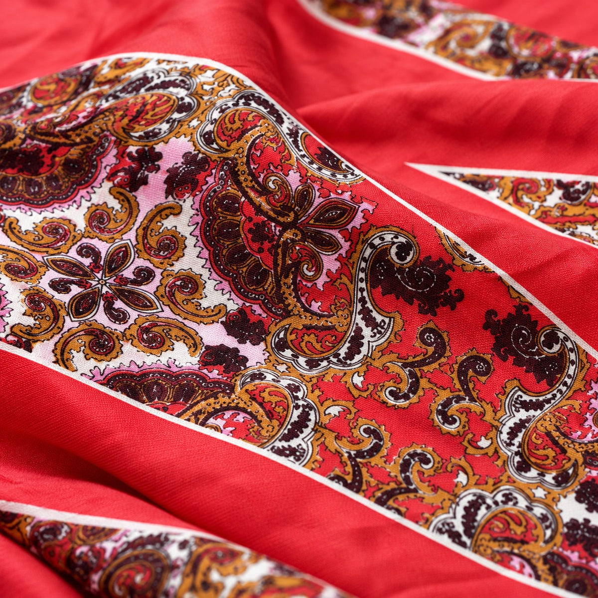 Crimson Paisley Panel Bandana