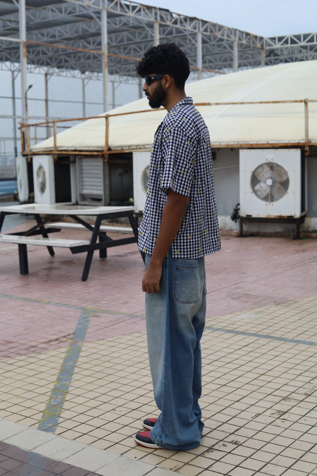 BLACK & WHITE CHECKED PRINTED SHIRT