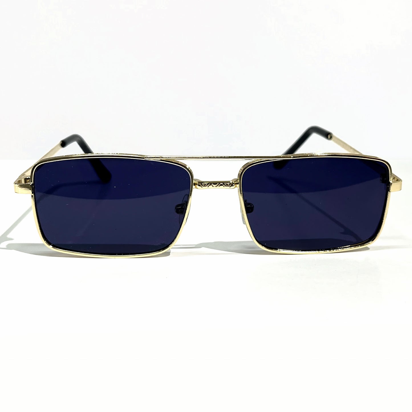 Hexagonal Silver Rim Sunglasses with Dark Blue Tint