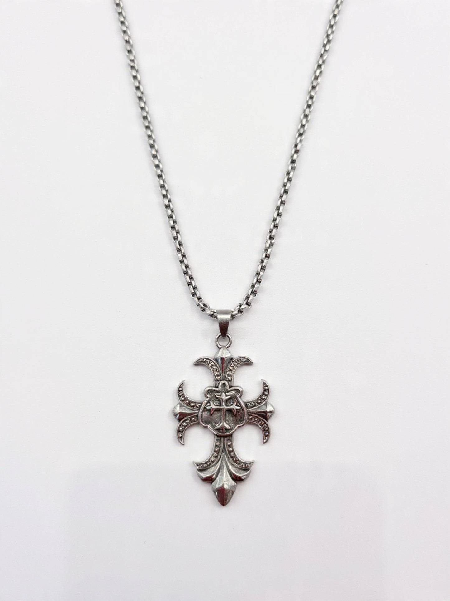 Gothic Fleur Cross Pendant Necklace