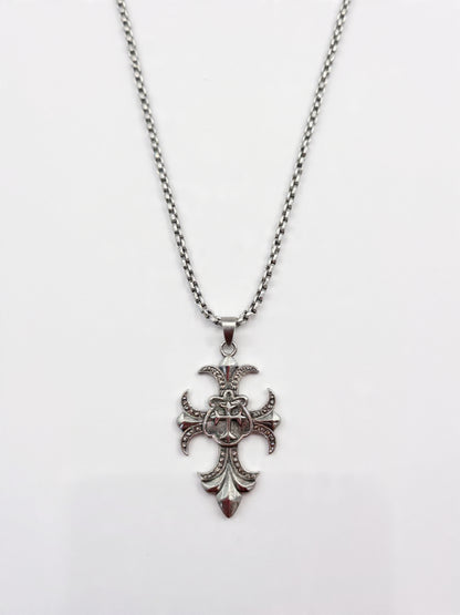 Gothic Fleur Cross Pendant Necklace