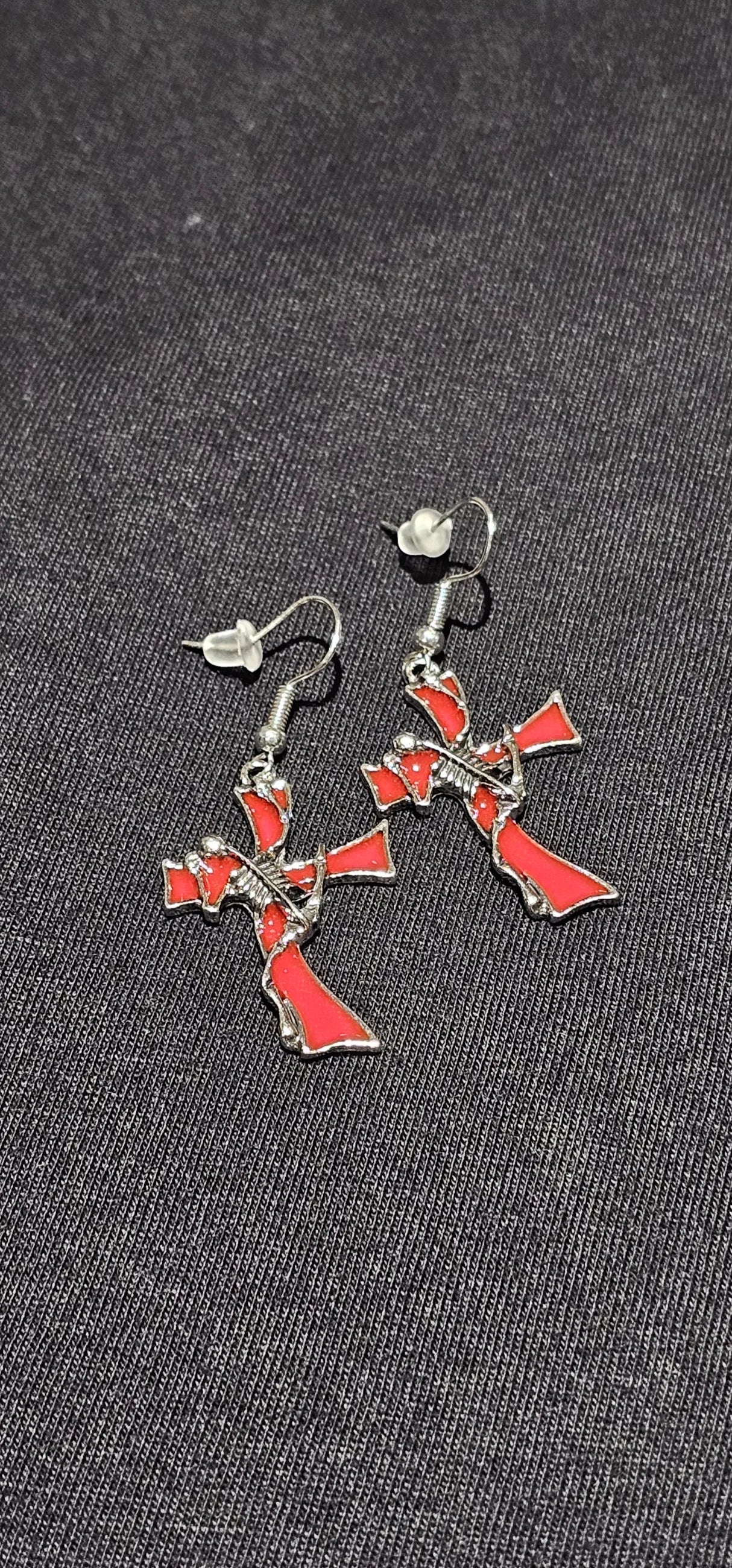 Cross with skeleton Earing