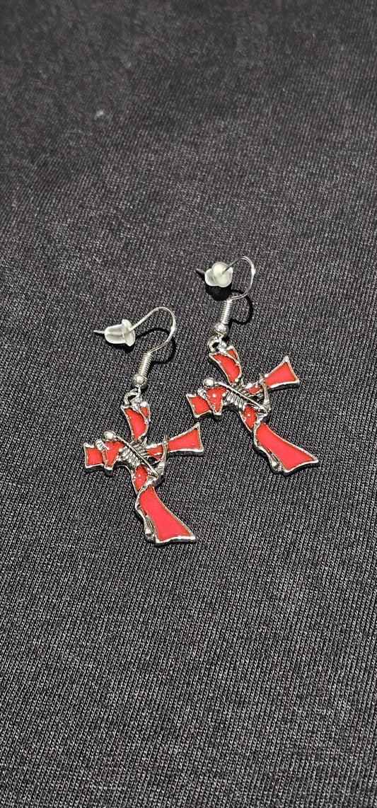 Cross with skeleton Earing