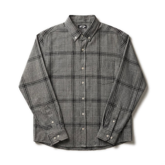 Grey Checkered Button-Down Shirt