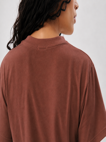 ESCAPE EARTH BROWN BOXY TEE