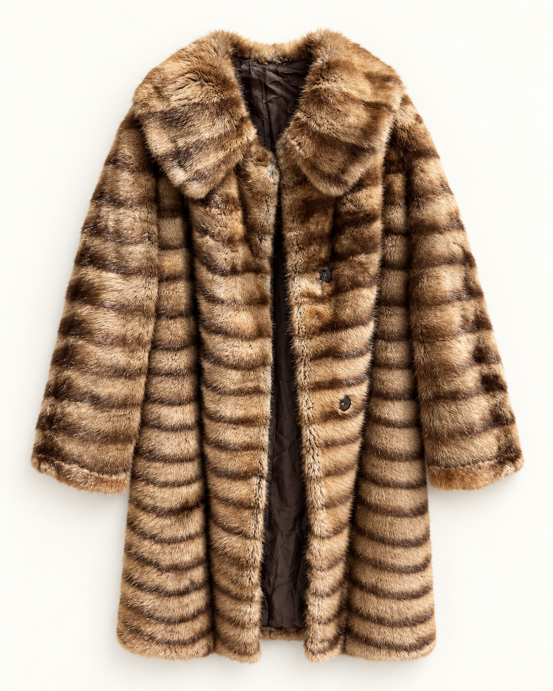 Golden Brown Striped Trench Coat