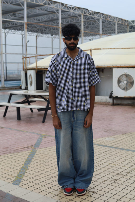 BLACK & WHITE CHECKED PRINTED SHIRT