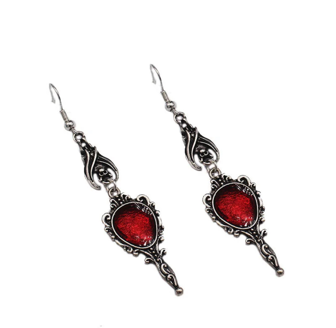 Blood red mirror earing