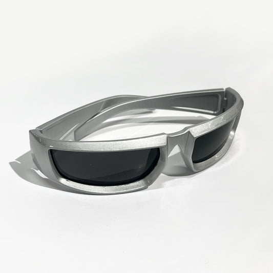 Silver Front Shield Sunglasses with Black Lenses