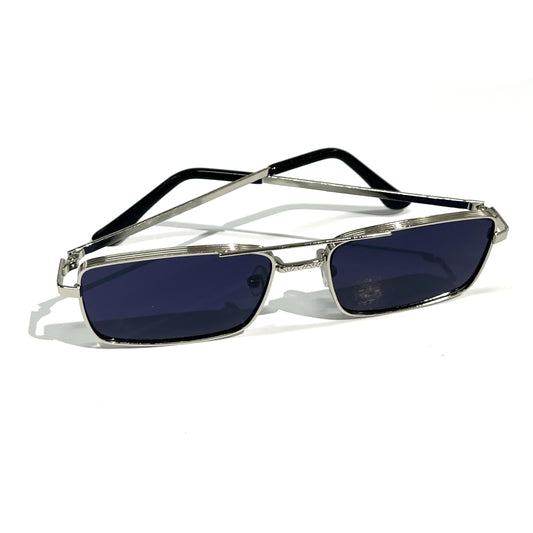Silver Top-Bar Sunglasses with Blue Tint