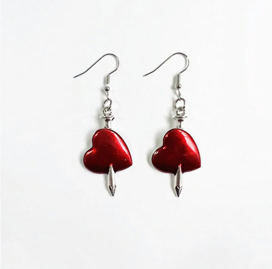 Red heart dangle Earing