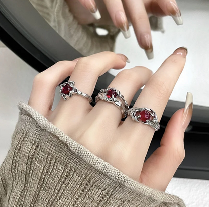 Red crystal aesthetic ring