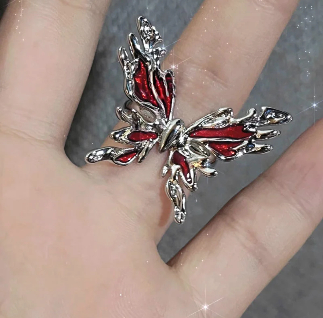 Red butterfly ring