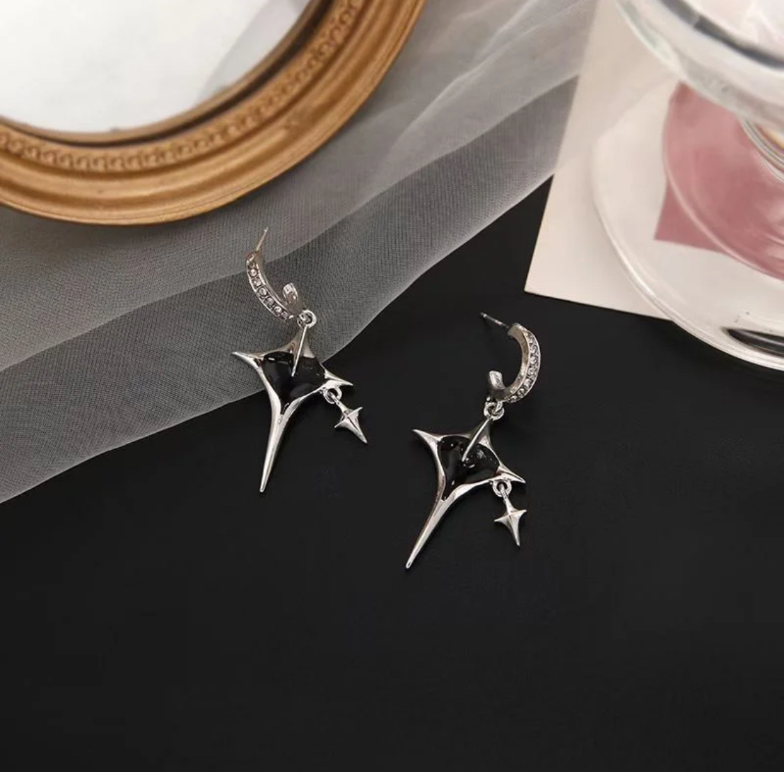 Metal cross star Earing