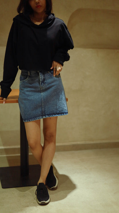 Denim blue mini skirt