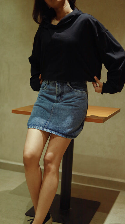 Denim blue mini skirt