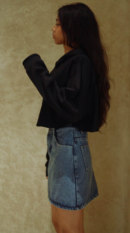Denim blue mini skirt