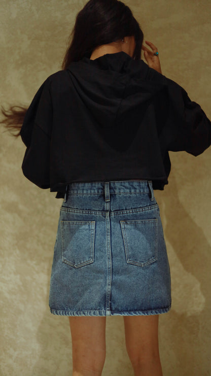 Denim blue mini skirt