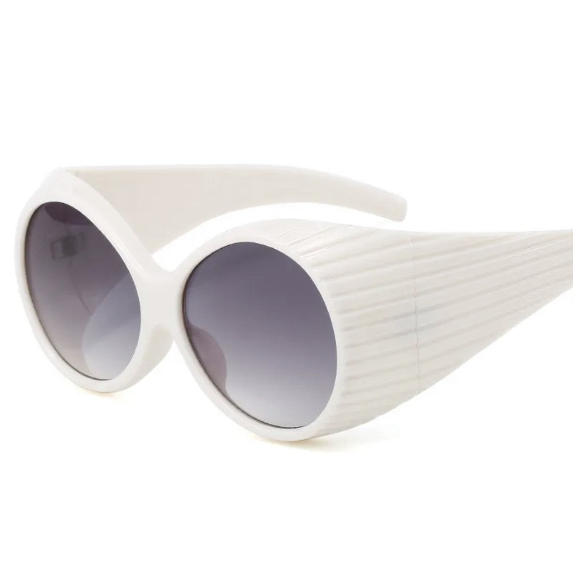 Round white frame sunglasses