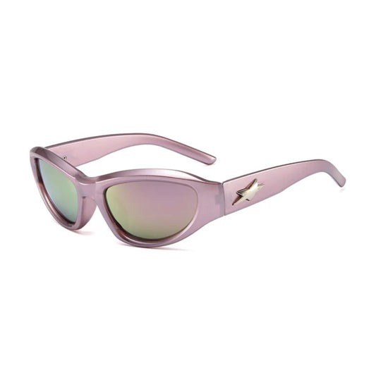 Pink frame with multi color shade sunglasses