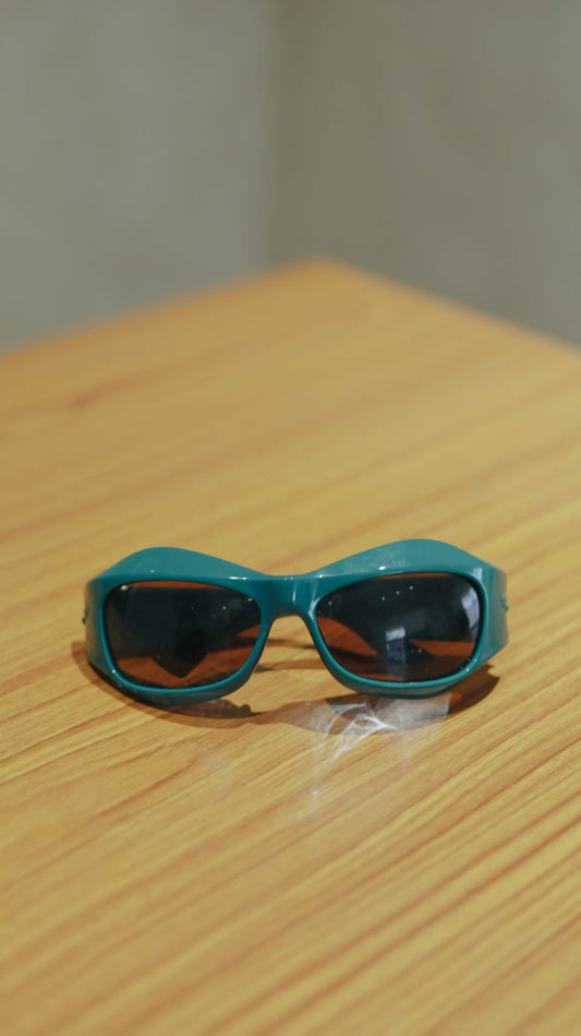 Y2K OVERSIZED FUTURISTIC SUNGLASSES TEAL