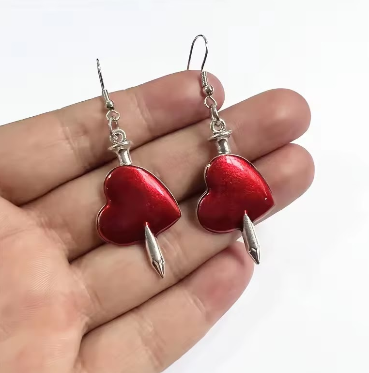 Red heart dangle Earing