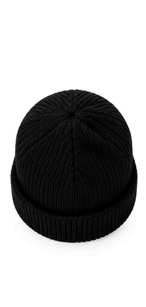 Black Ribbed Beanie top