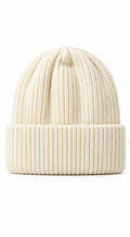 Cream Ribbed Beanie front