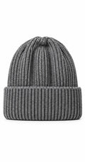 Grey Ribbed Beanie front