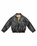 Black Leather Bomber Jacket – front view