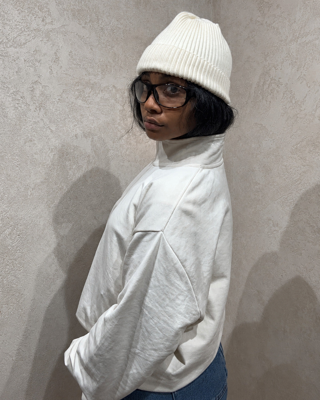 White Quarter-Zip Pullover