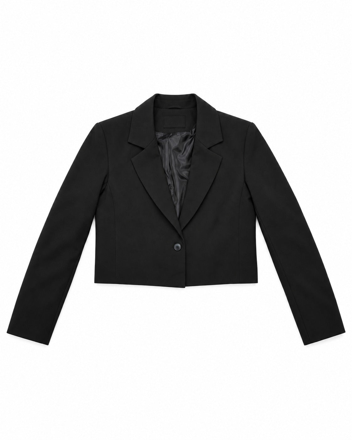 Women's Cropped Blazer in Black – front view