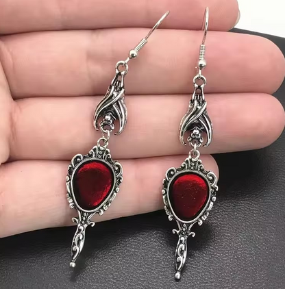 Blood red mirror earing