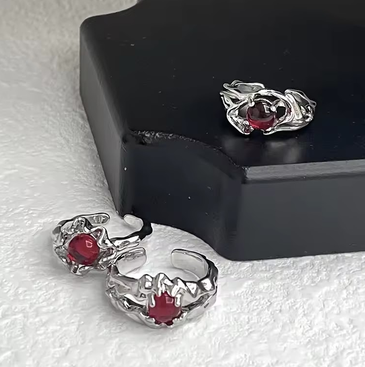 Red crystal aesthetic ring