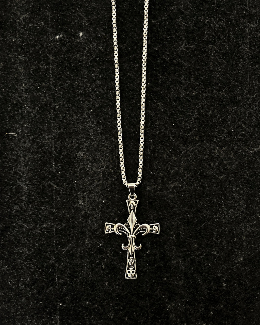 Fleur-de-Lis Skull Cross Necklace