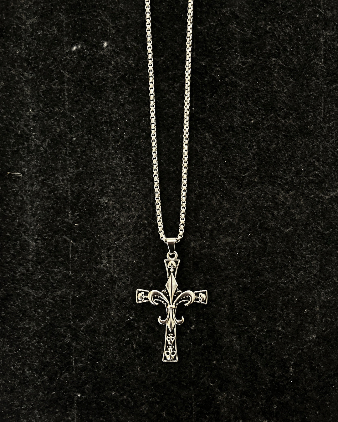 Fleur-de-Lis Skull Cross Necklace
