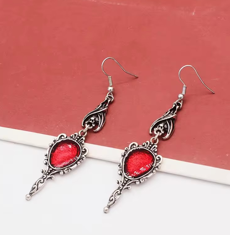 Blood red mirror earing