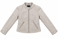 Grey Leather Biker Jacket – front view