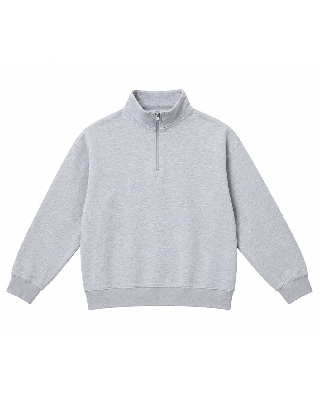 Grey Melange Quarter-Zip Pullover – front view