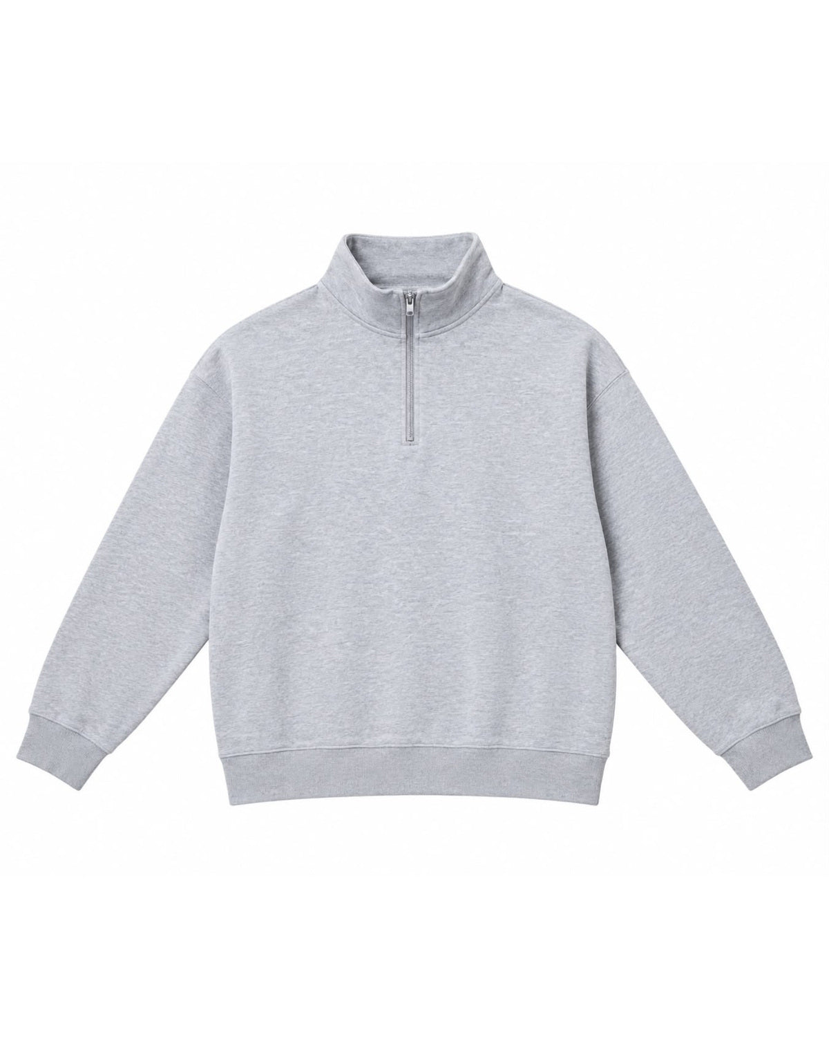 Grey Melange Quarter-Zip Pullover – front view