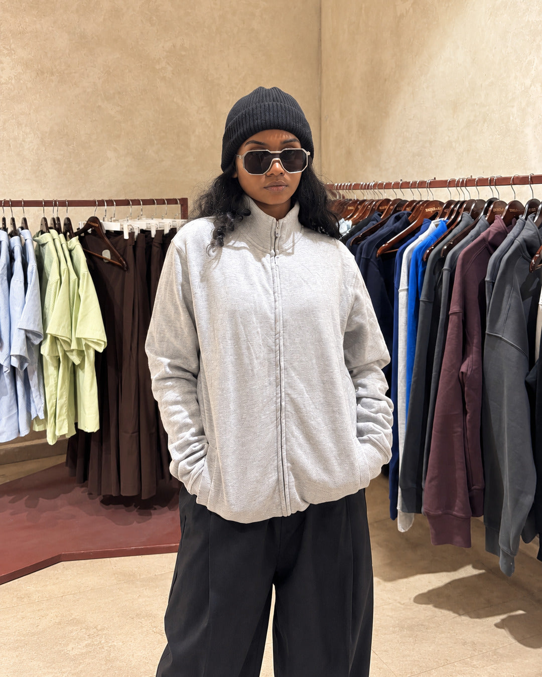 Grey Melange Quarter-Zip Pullover