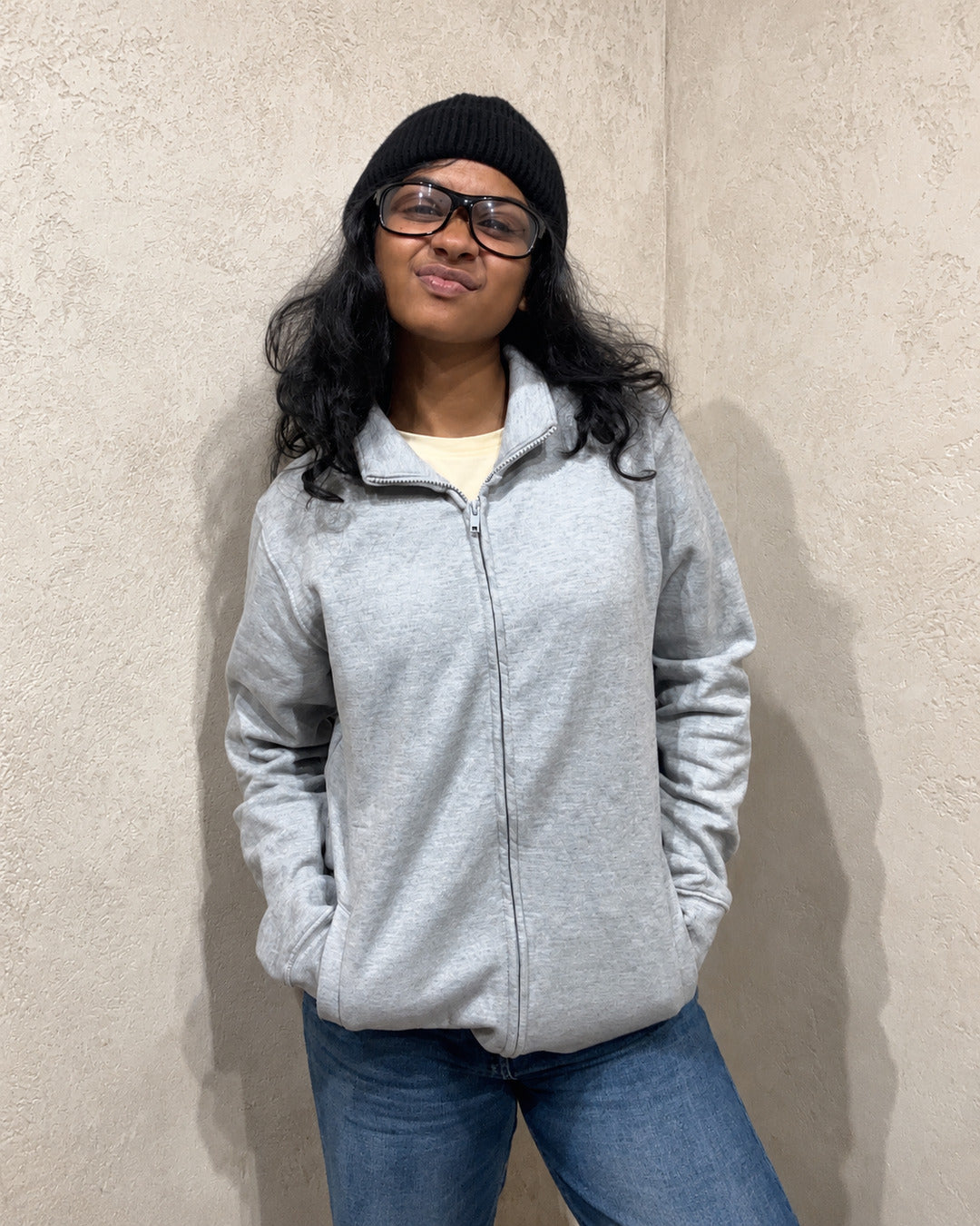 Grey Melange Quarter-Zip Pullover