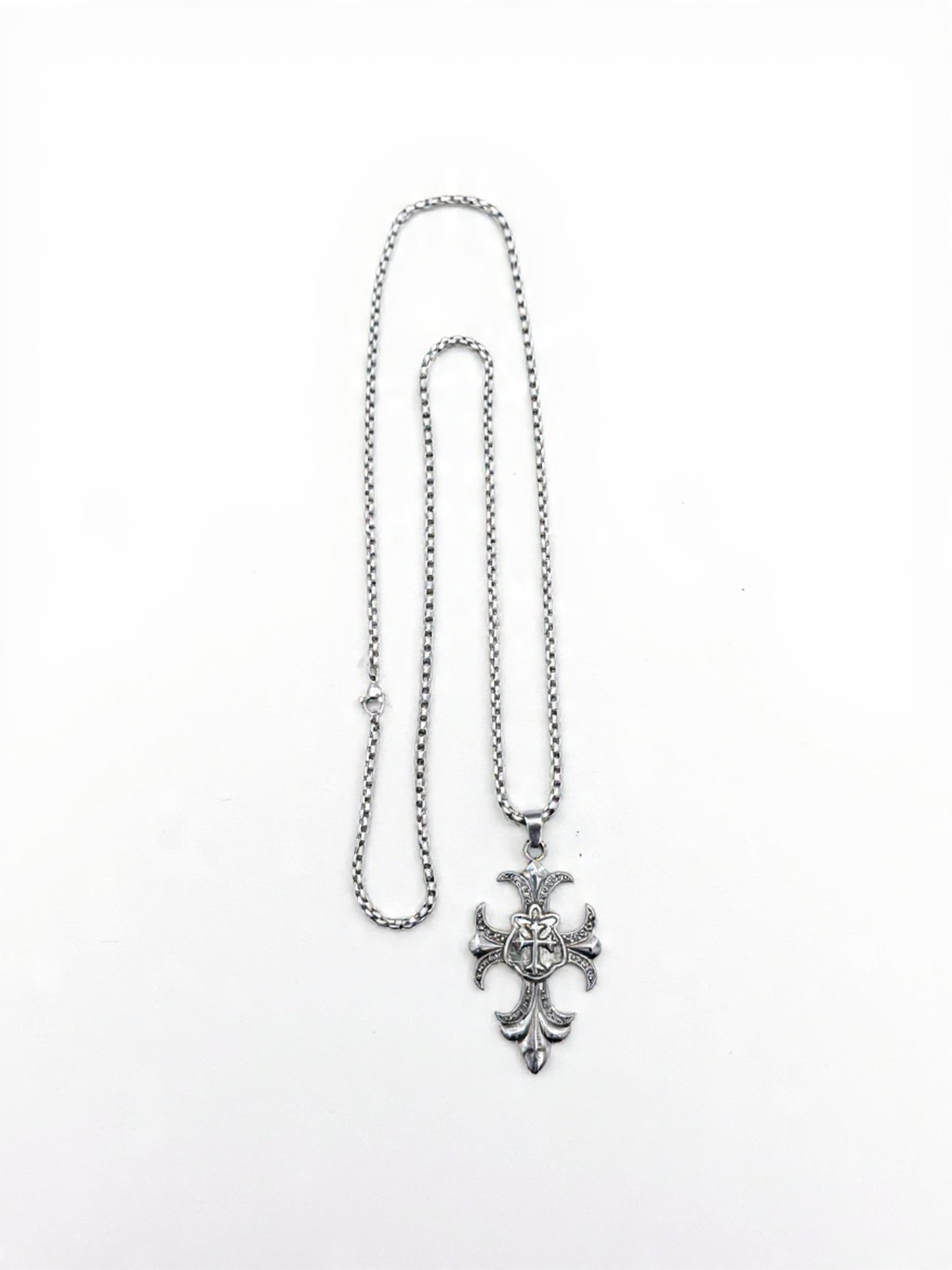 Gothic Fleur Cross Pendant Necklace