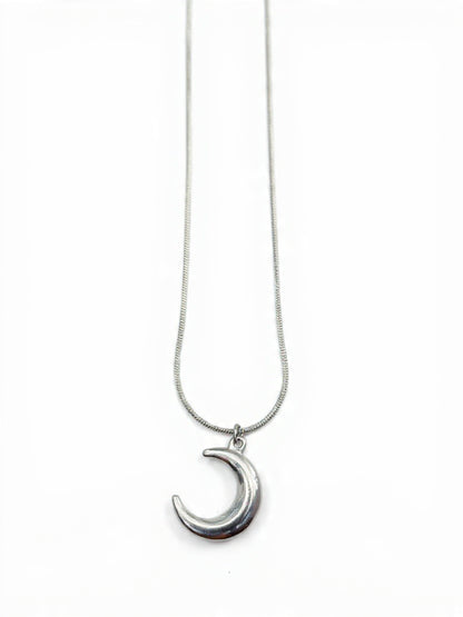 Crescent Moon Silver Pendant Necklace