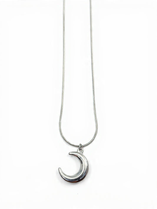 Crescent Moon Silver Pendant Necklace