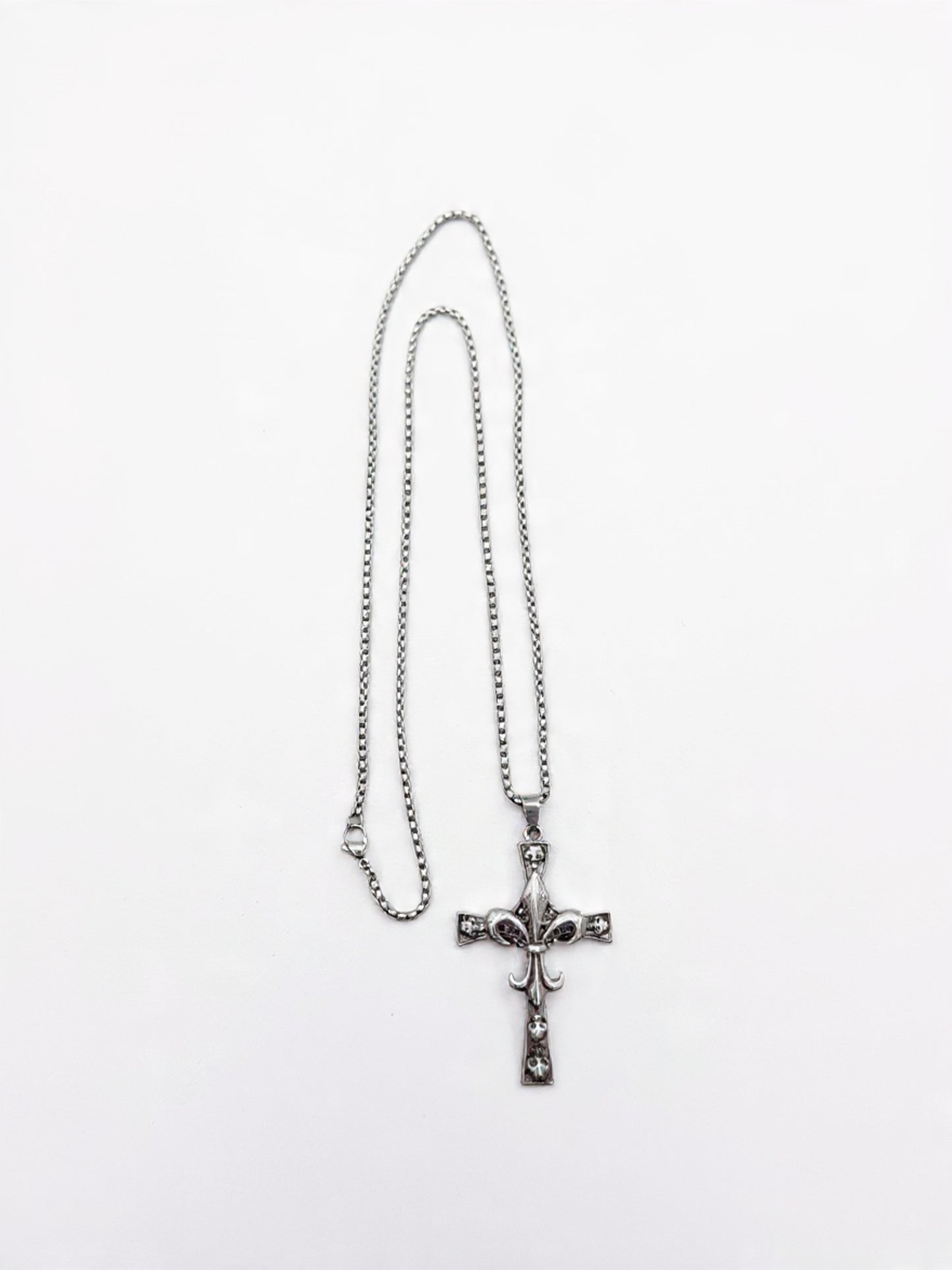 Skull Fleur Gothic Cross Necklace