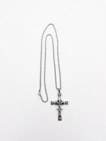 Skull Fleur Gothic Cross Necklace