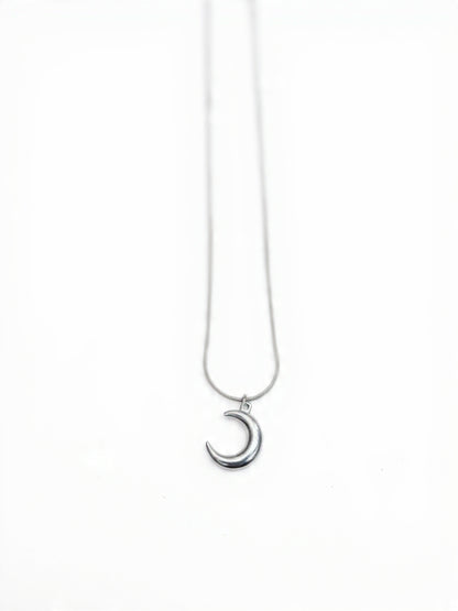 Crescent Moon Silver Pendant Necklace