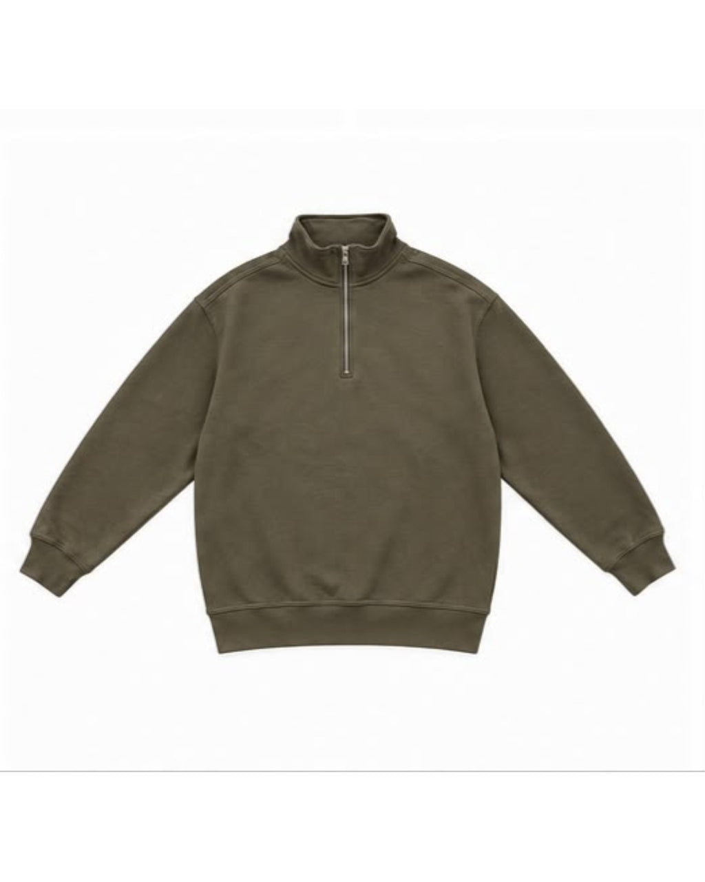 Olive Quarter-Zip Pullover – front view
