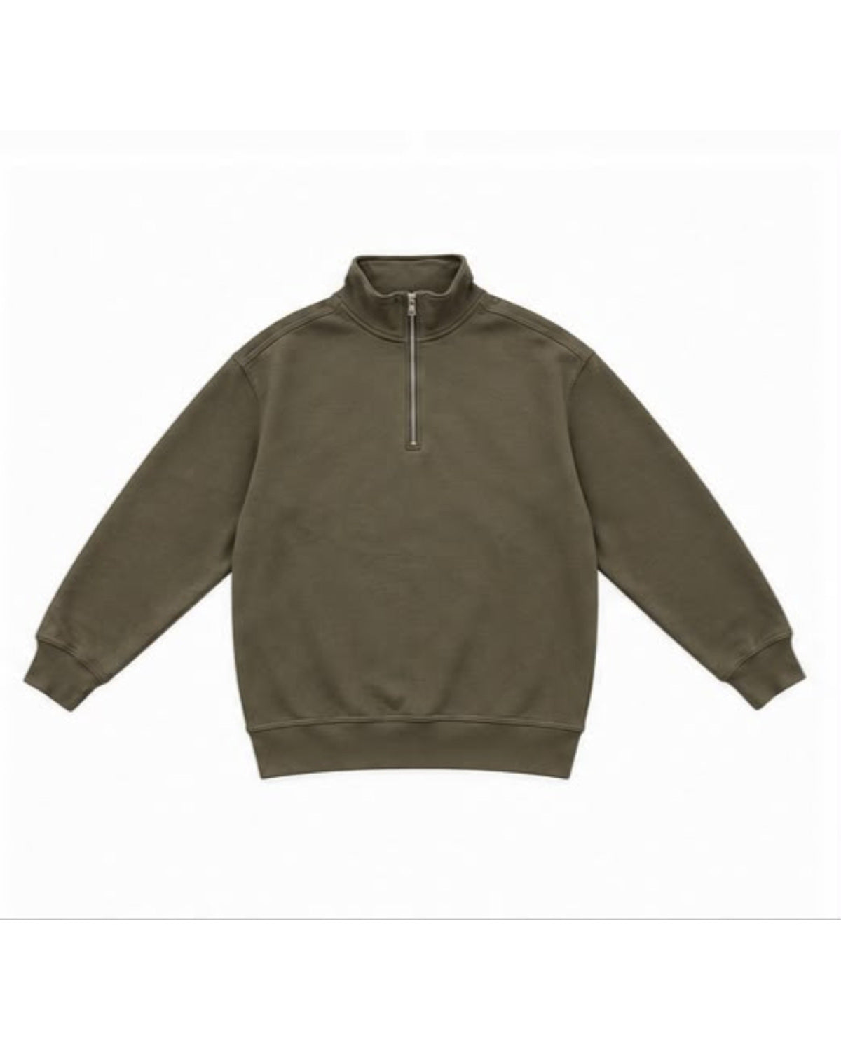 Olive Quarter-Zip Pullover – front view